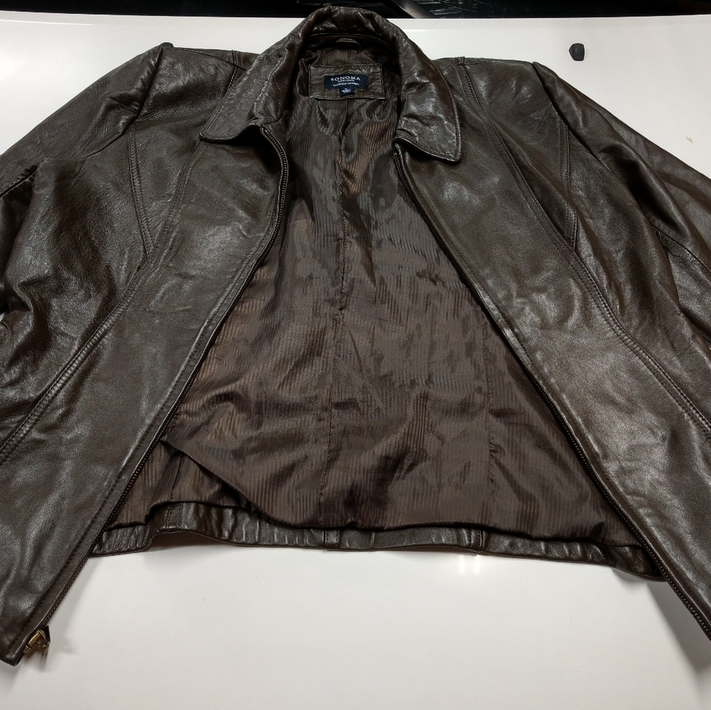 Women's Sonoma Lifestyle genuine lambskin leather bomber jacket